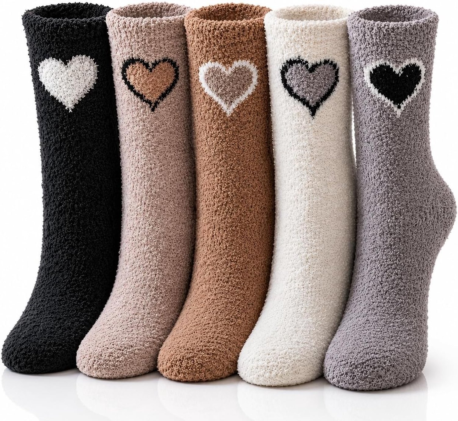 Fuzzy Sokken - Multicolor - 5 paar - Warme Gezellige Microfiber Pluche - Voor Dames