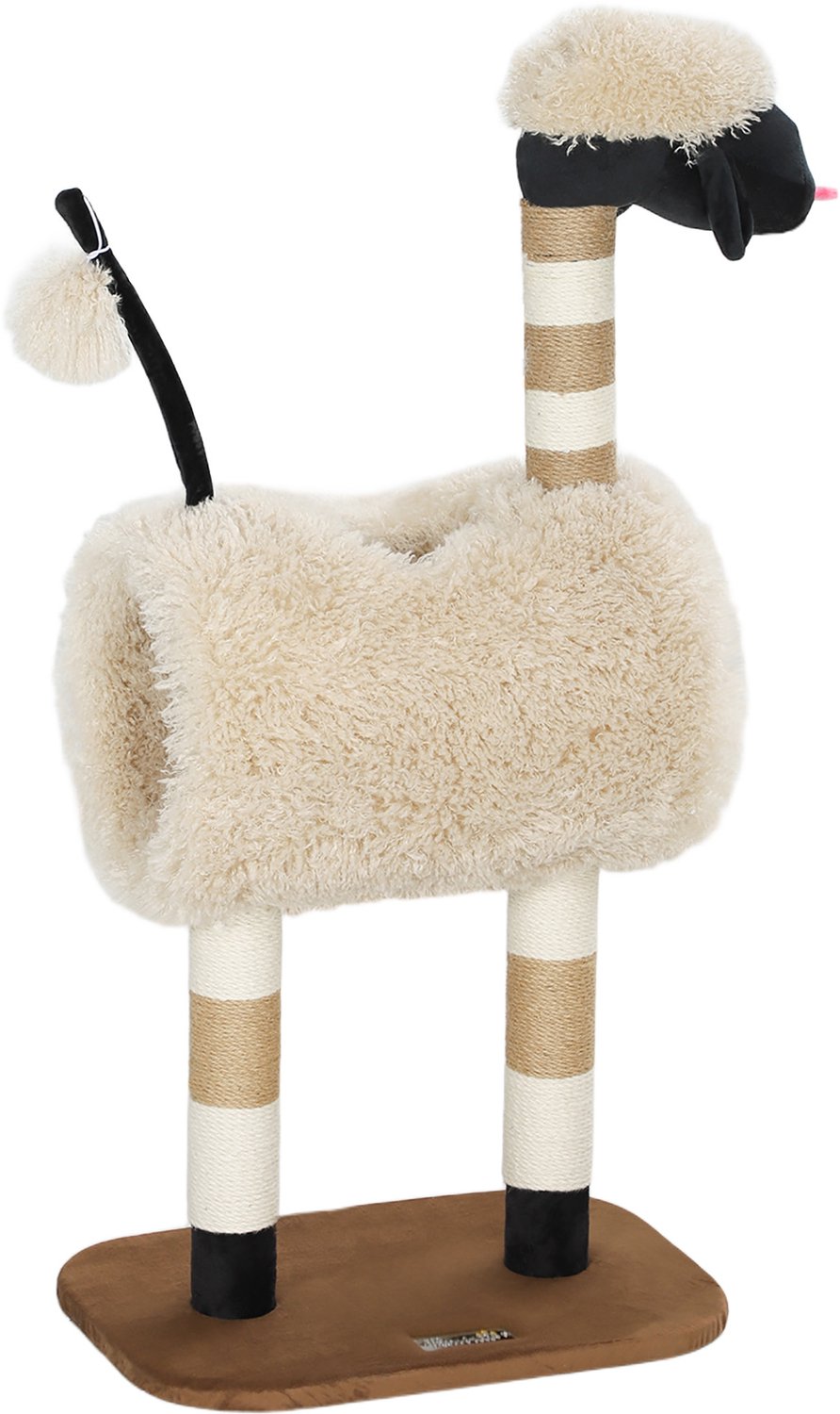 Pawona Krabpaal in schaap-design - Met tunnel en speelbal - 48 x 34 x 98 cm - Lichtbruin