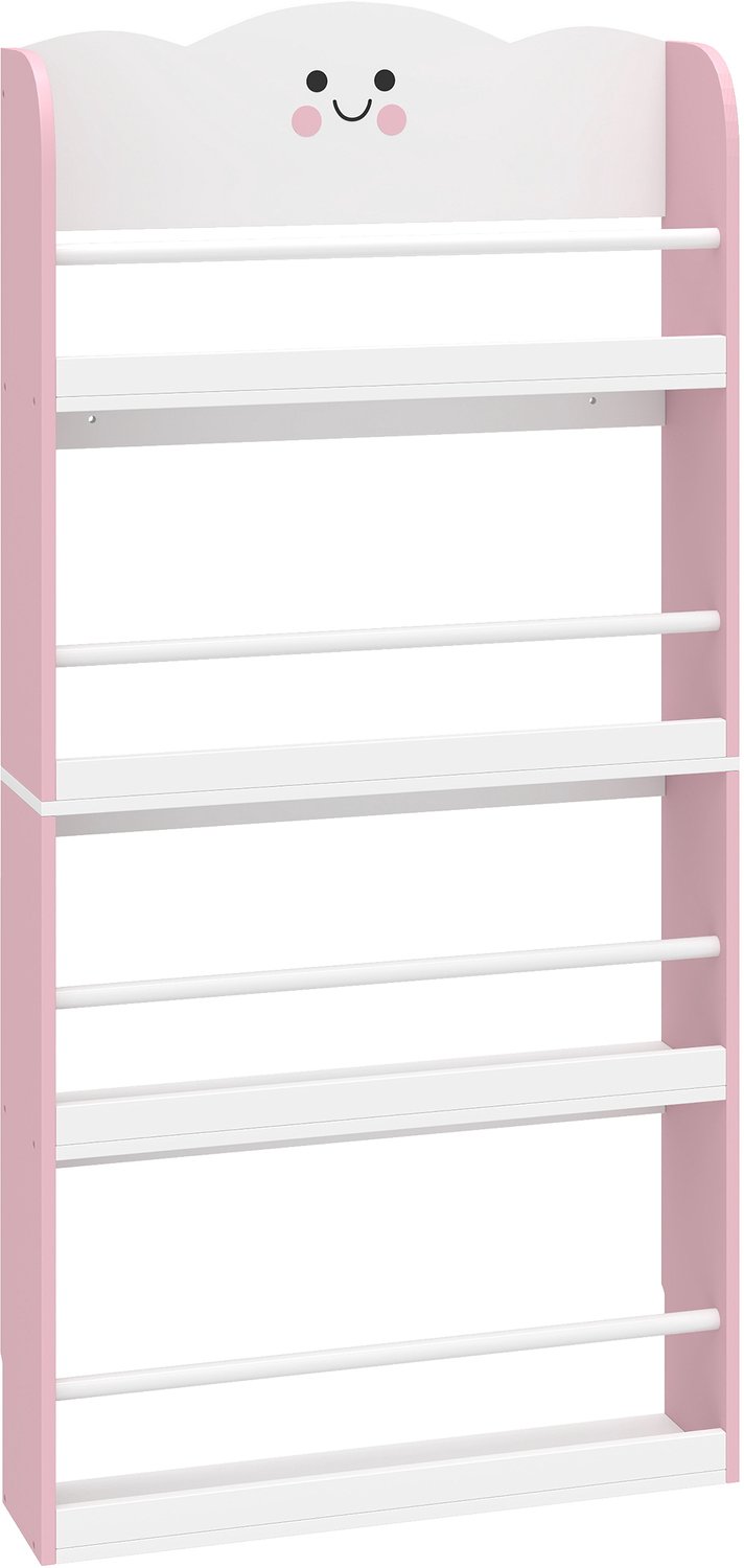 Playon Kinderboekenrek met 4 etages - 60 x 15 x 120,5 cm - Roze/Wit