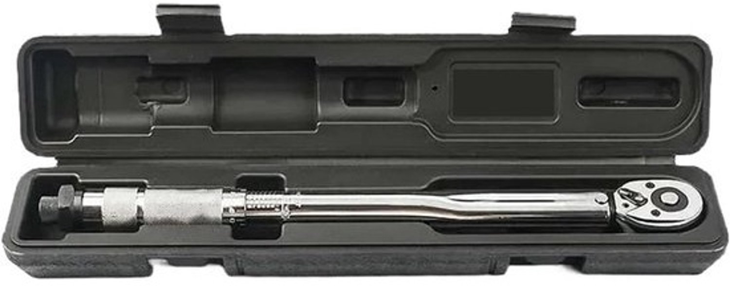 Momentsleutel - Verstelbare spanner - Voor auto- en motoronderhoud - Micrometerverstelling - 10-210 Nm - Zilver