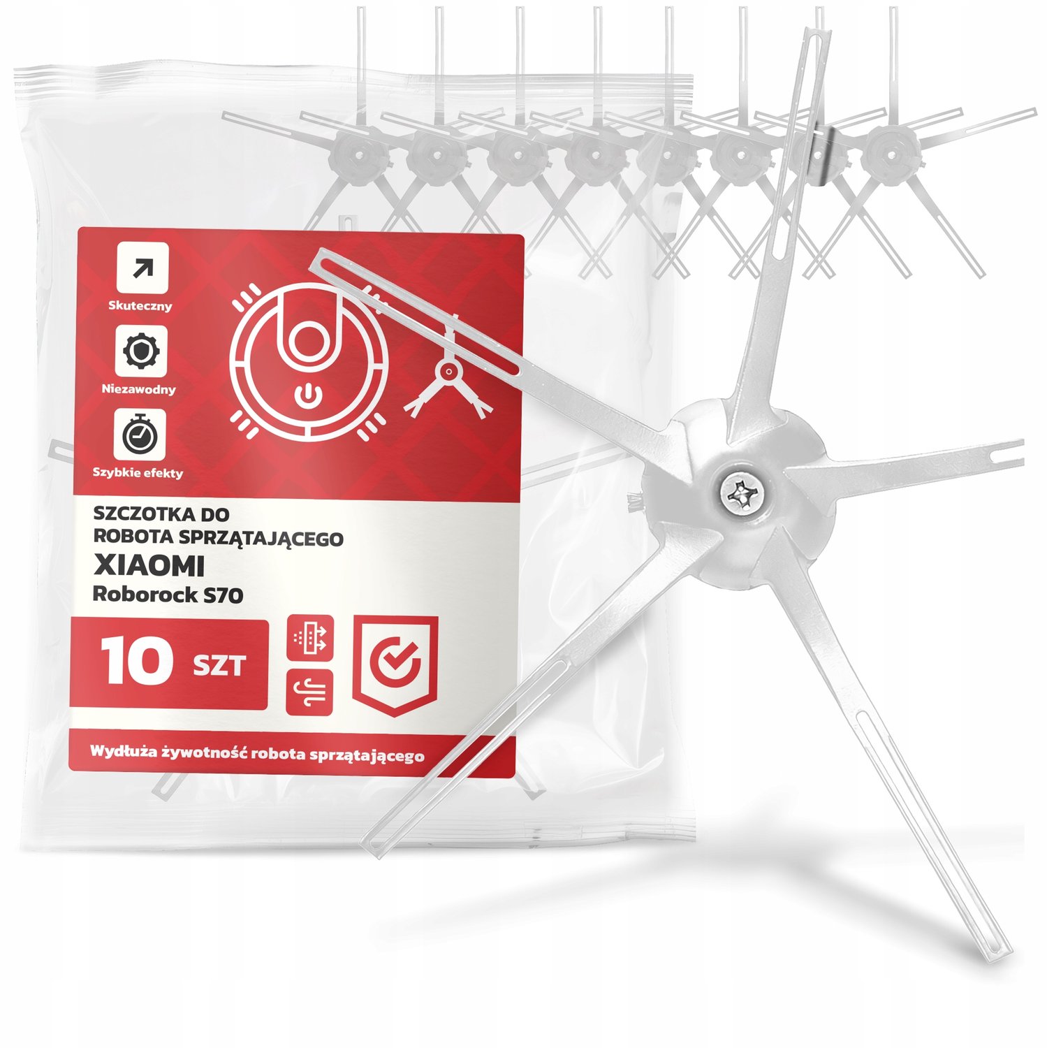 10x Zijborstel voor Xiaomi Roborock S70 Robotstofzuiger
