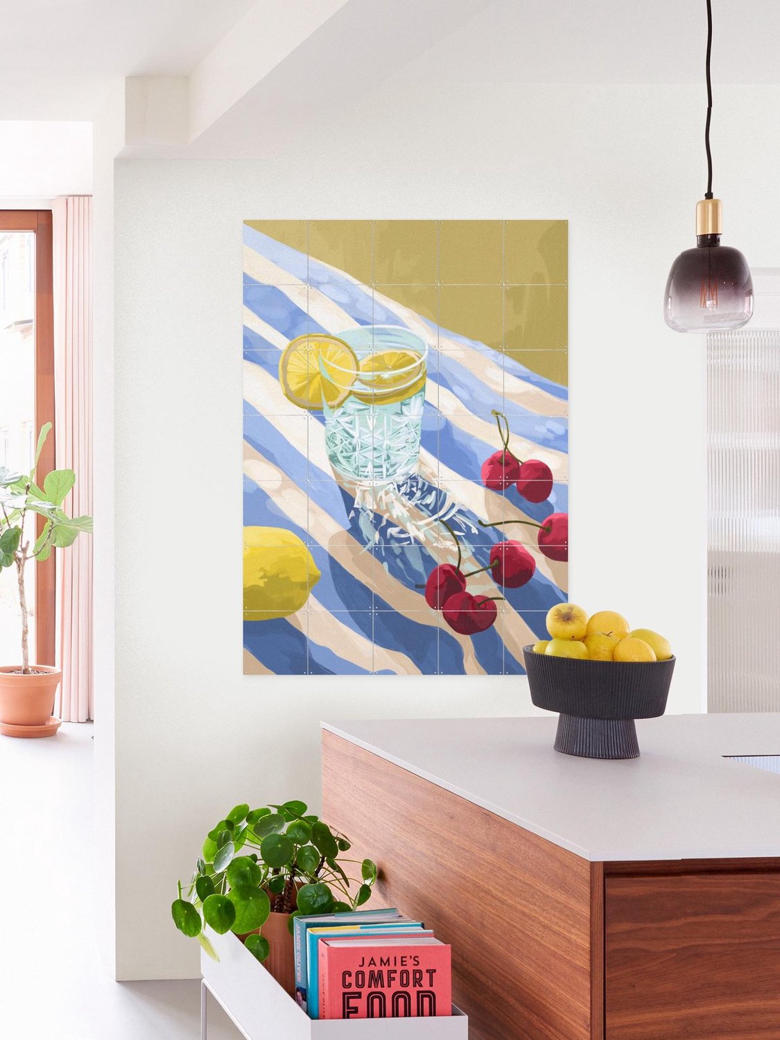IXXI From Bitter To Sweet, Goed Blauw - 100 x 140 cm - Grote wanddecoratie en posters - Modern, Illustraties, Gang, Woonkamer, Trap, Keuken, Eetkamer Blauw / Geel