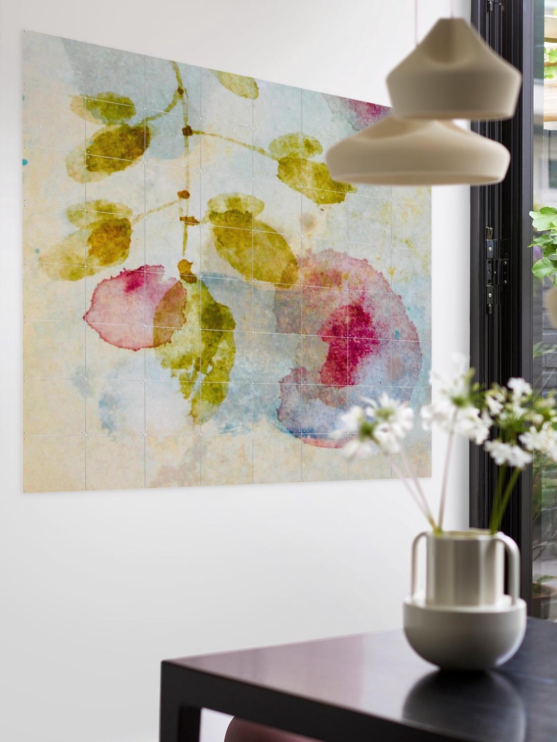 IXXI Just Love, RAR Kramer - 100 x 100 cm - Grote wanddecoratie en posters - Aquarel, Abstract, Gemengde Technieken, Slaapkamer, Woonkamer, Gang Blauw / Roze / Groen
