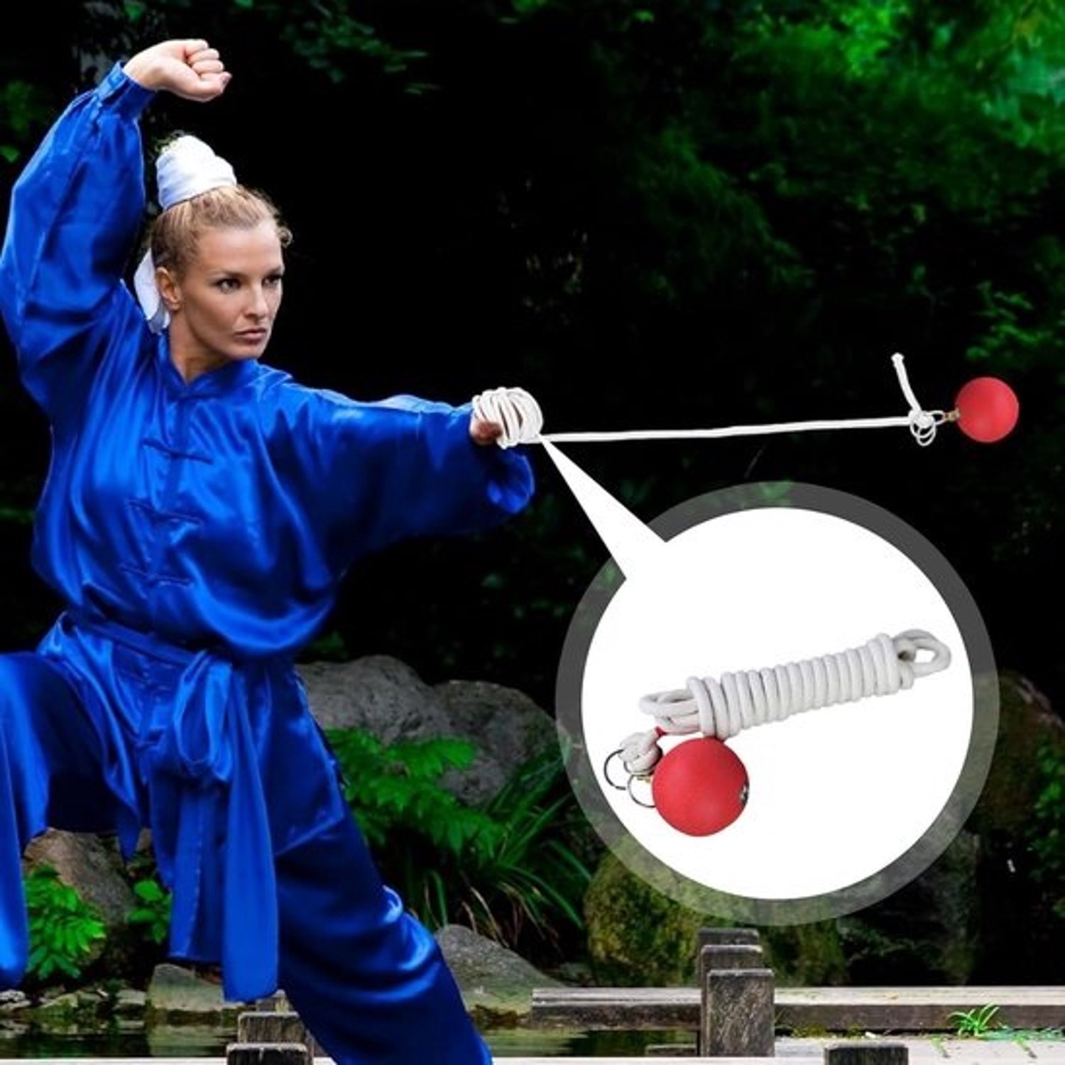 Touwhamer voor vechtsport - Krachttrainingsbal - Voor vechtsporttraining - Versterkte metalen verbindingen - Touwlengte van 350 cm - Meerkleurig