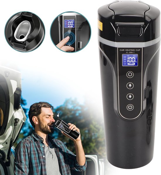 500ml Verwarmbare Beker Voor In De Auto - Elektrische Reisketel 24v/12v Voor Auto/Vrachtwagen - Met Lcd-Scherm & Temperatuurregeling