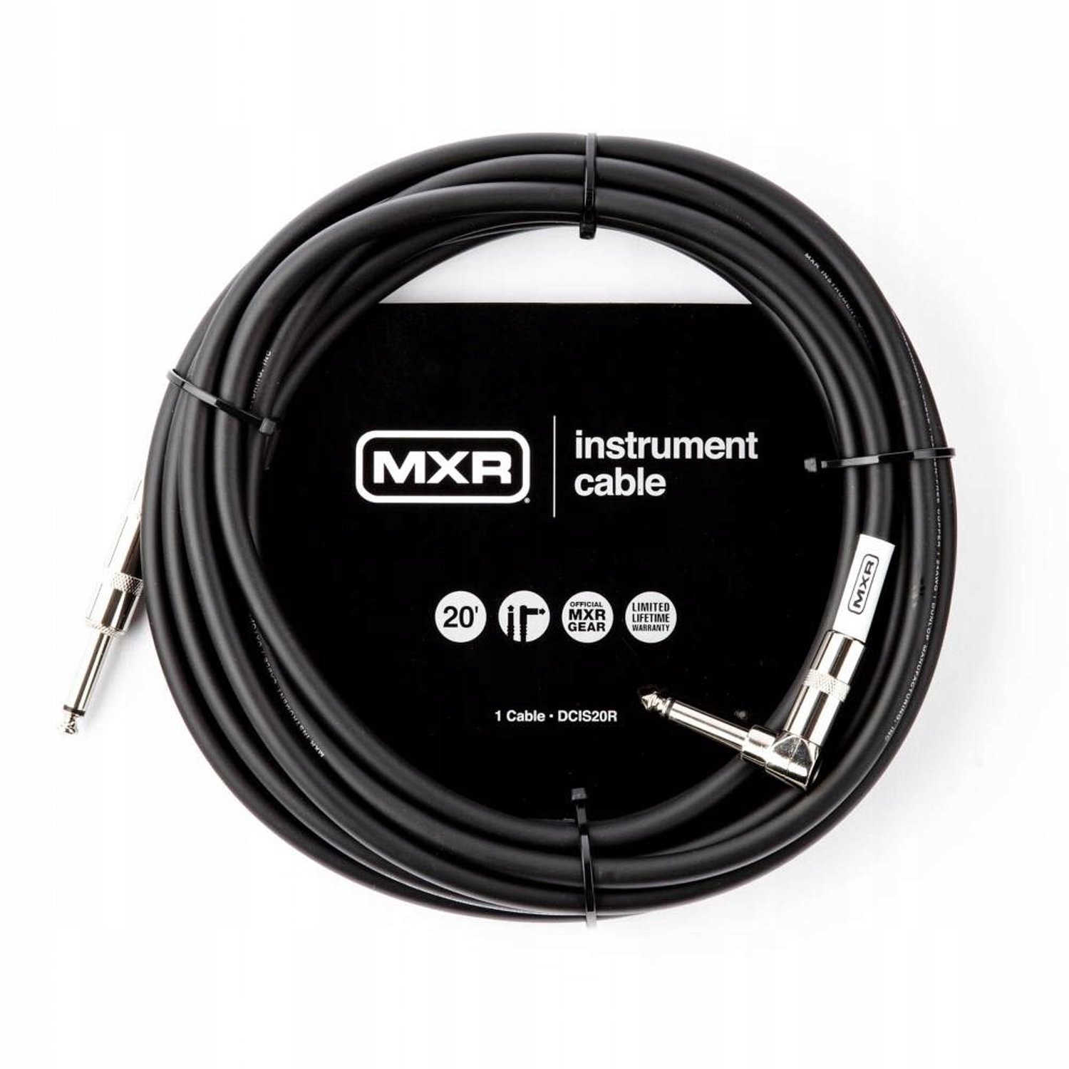 MXR Standard Series - Instrumentkabel - Jack Recht naar Jack Haaks - 6 Meter - OFC Geleiders - Zwart - Gitaar en Bas