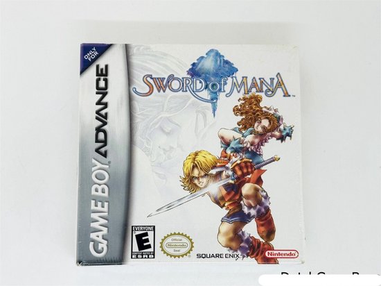 Sword of Mana Game Boy Advance-spel met artwork van twee personages die vechten, een man en een vrouw.
