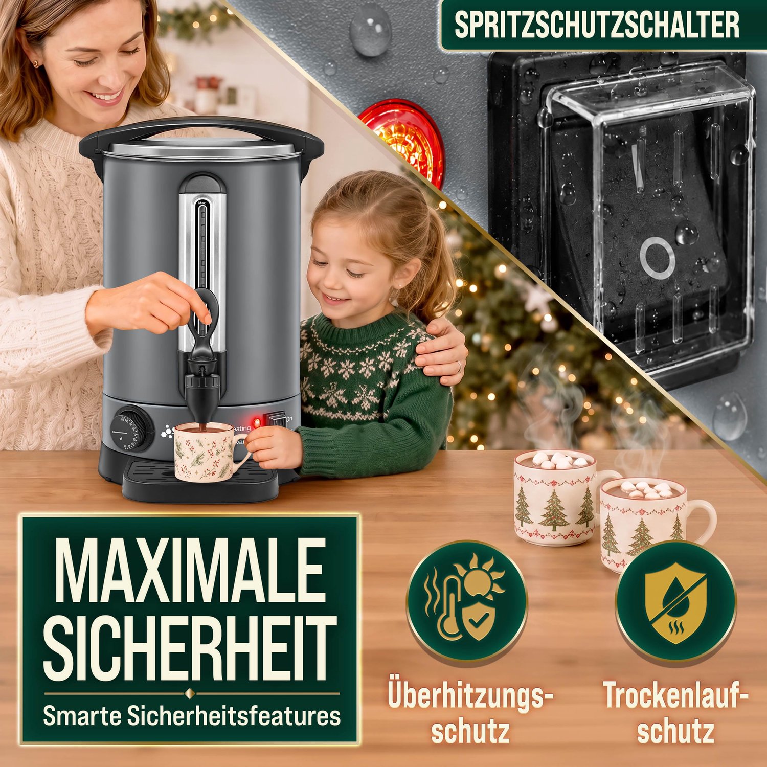 Glühweinkoker Automaat - 10 Liter Capaciteit - 1500 Watt Vermogen - Roestvrij Staal - Warmwaterdispenser - Voor Warme Dranken