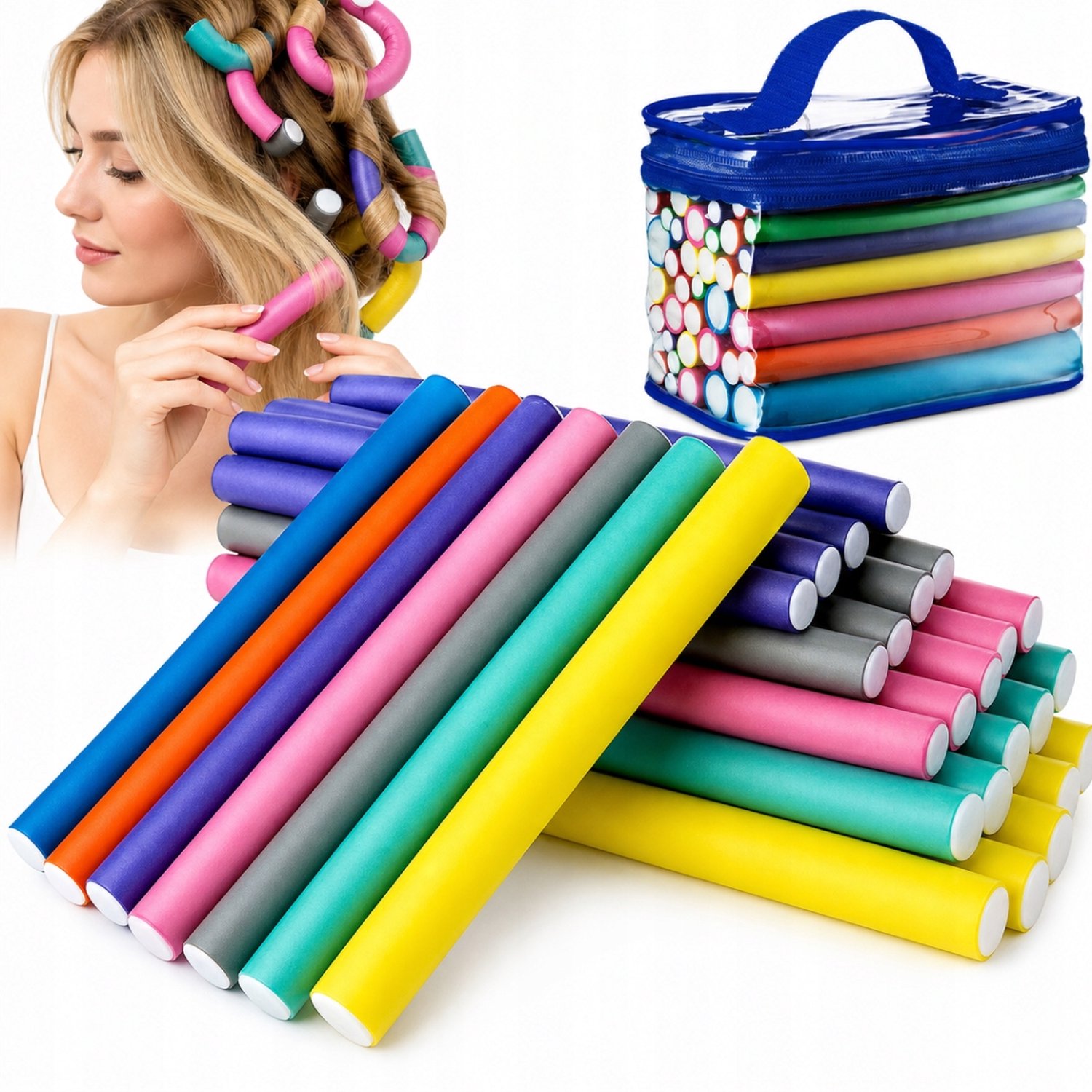 42x Flexibele Haarkrulders 18cm - Kleurrijk Krulset Zonder Hitte