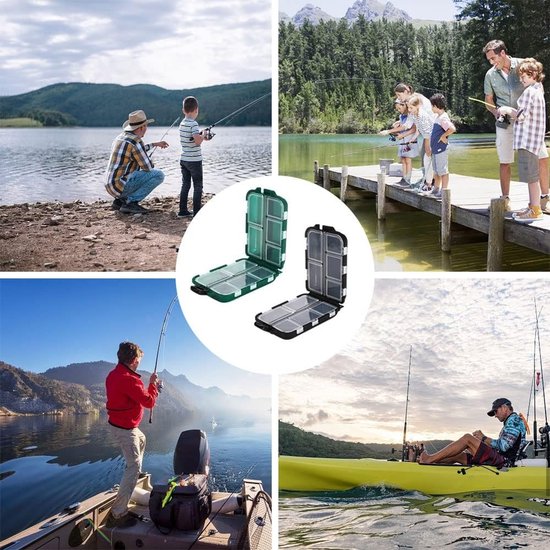 Compacte Visaccessoires Opbergdoos met 10 Compartimenten voor Lood, Haken en Aas - Dubbelzijdige Tackle Box voor Kleine Visspullen en Lure Opslag — afbeelding 4