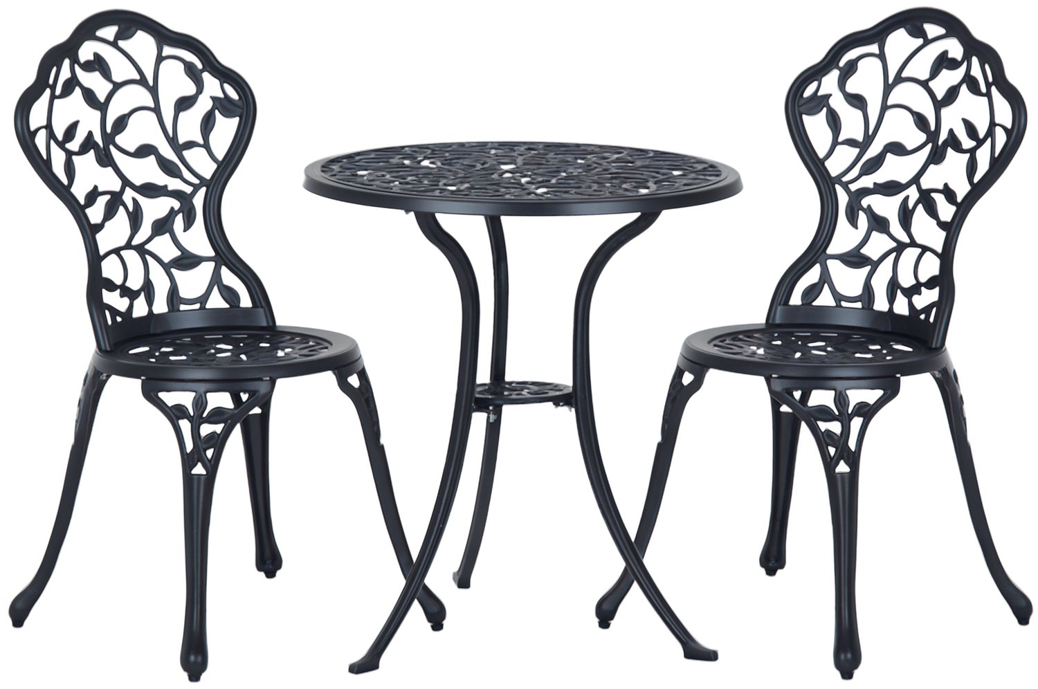Outsunny Bistroset voor buiten - Gegoten aluminium - 60x60x65cm - Zwart