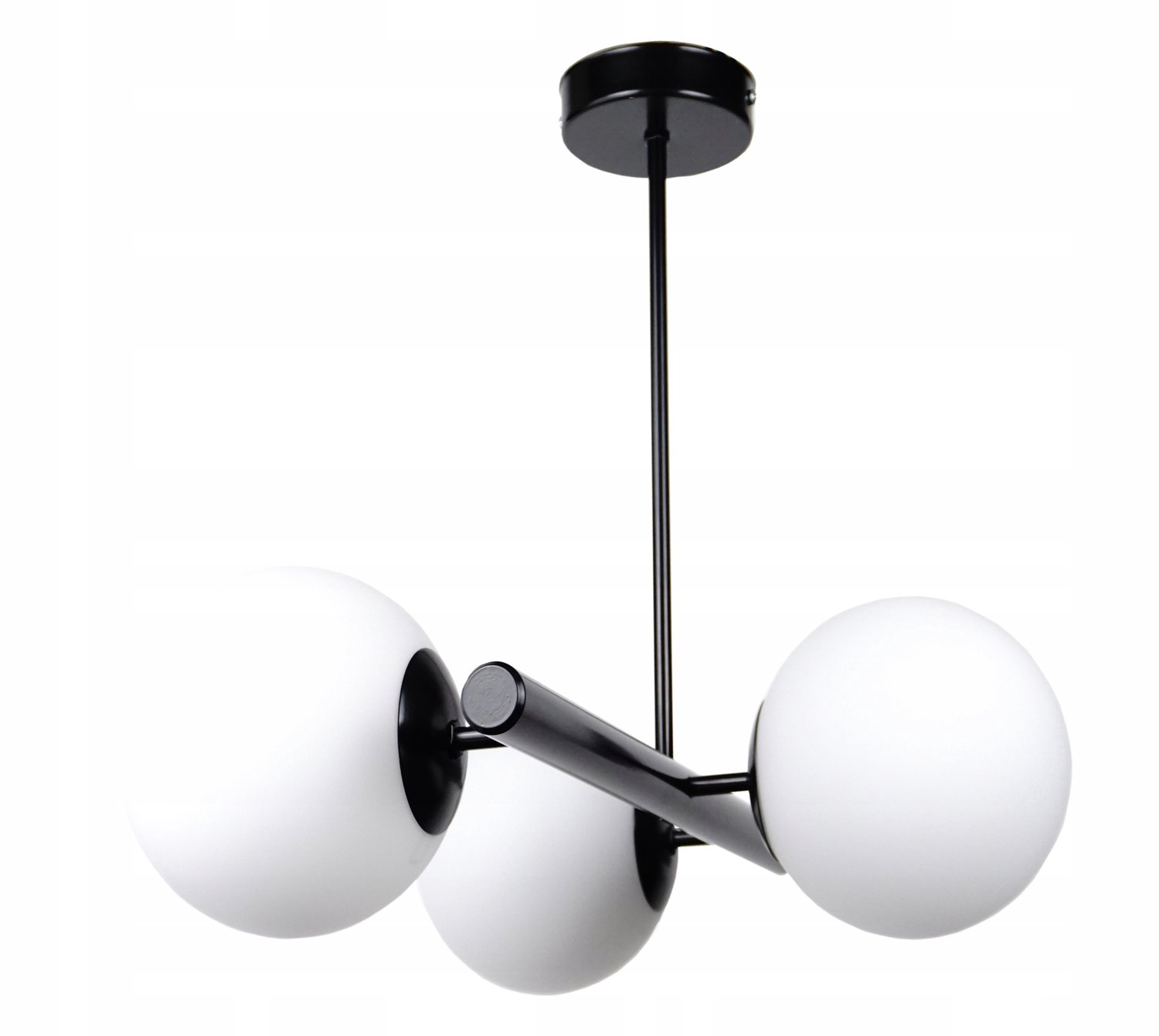 NB3-k51-e14-cz Hanglamp met Glazen Kap, 3 Lichtpunten, Zwart