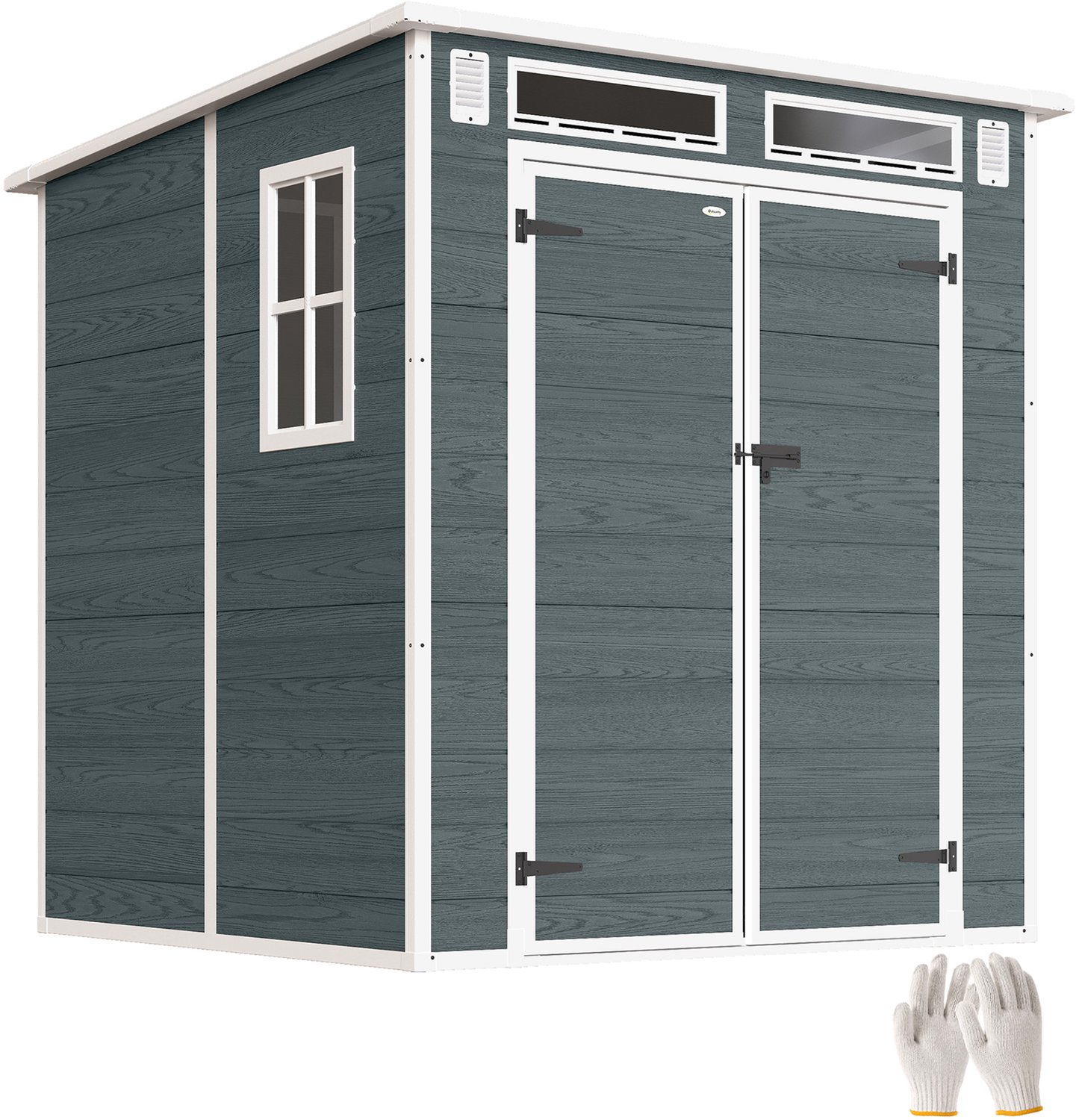 Outsunny tuinschuur - PP, aluminium - 182 x 182 x 184/196 cm - grijs