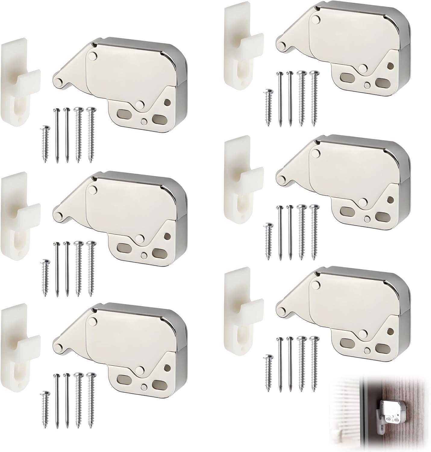6 Stuks Automatische Veersnapper voor Meubels en Deuren - Mini Deurslot voor Kasten, Ramen en Poorten met Schroeven