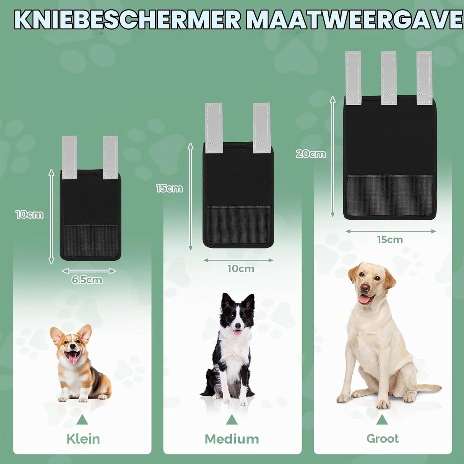 Kniebandage voor Honden, Set van 2 met Reflecterende Straps, Antislip Verband voor Voorpoten, Gewrichtsondersteuning voor Genezing van Wonden en Verstuikingen