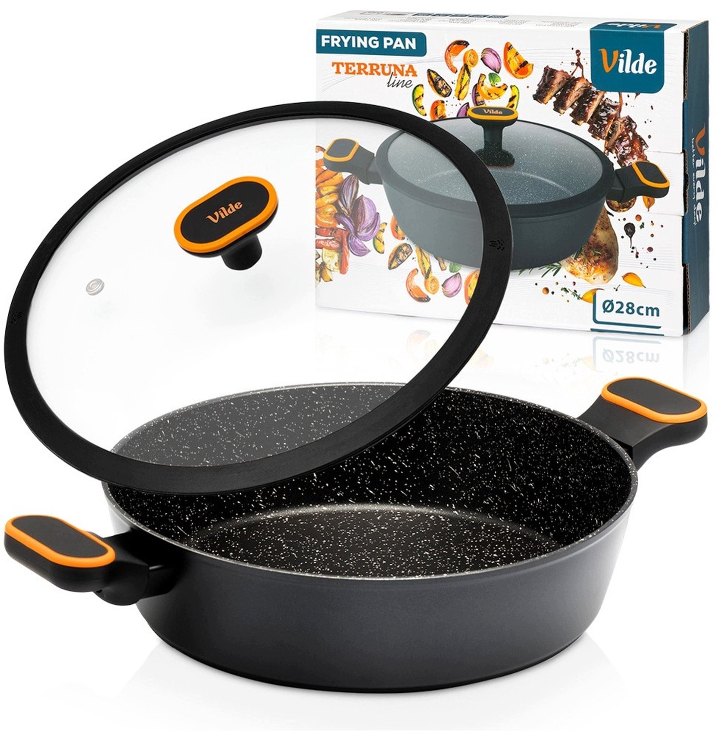 Vilde Granit Pannen 28 cm met Deksel - Diep & Veelzijdig