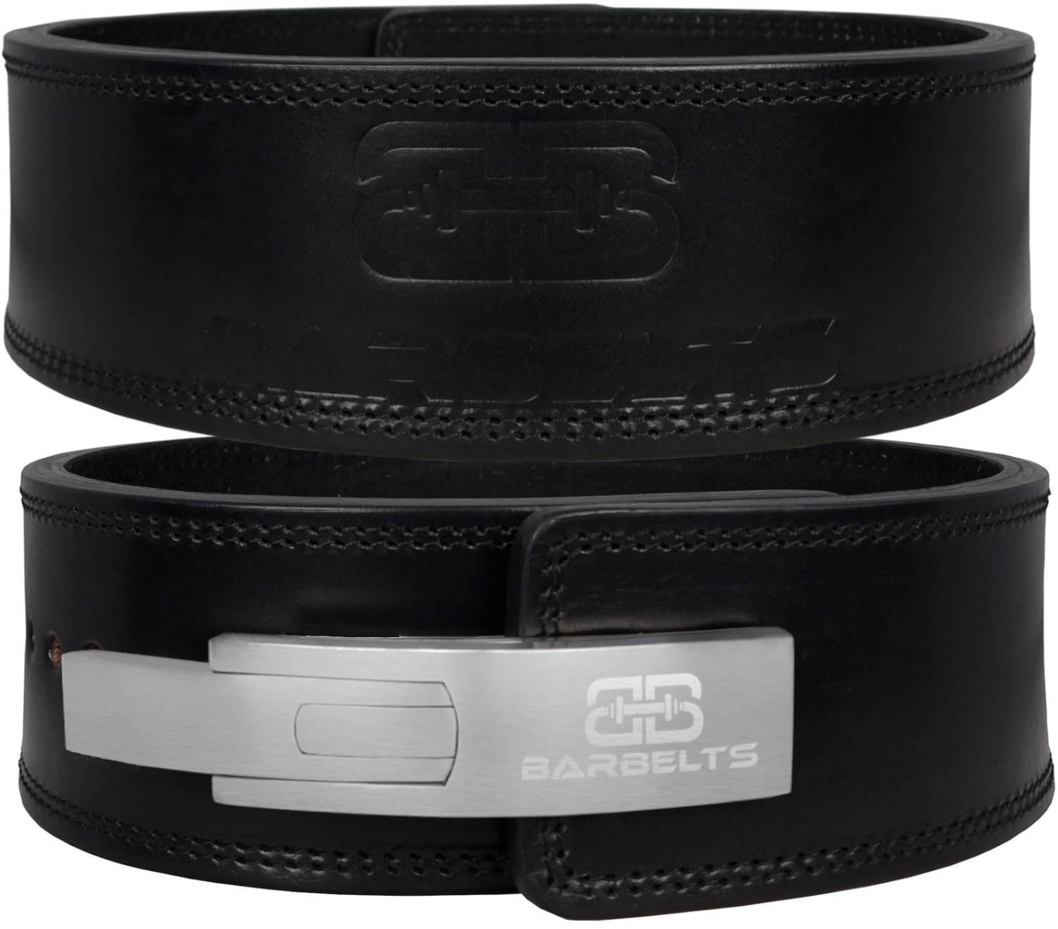 Barbelts Onyx Lever Belt 13mm - Zwart - Maat XL - Powerlift riem 100% leer - RVS clipsluiting