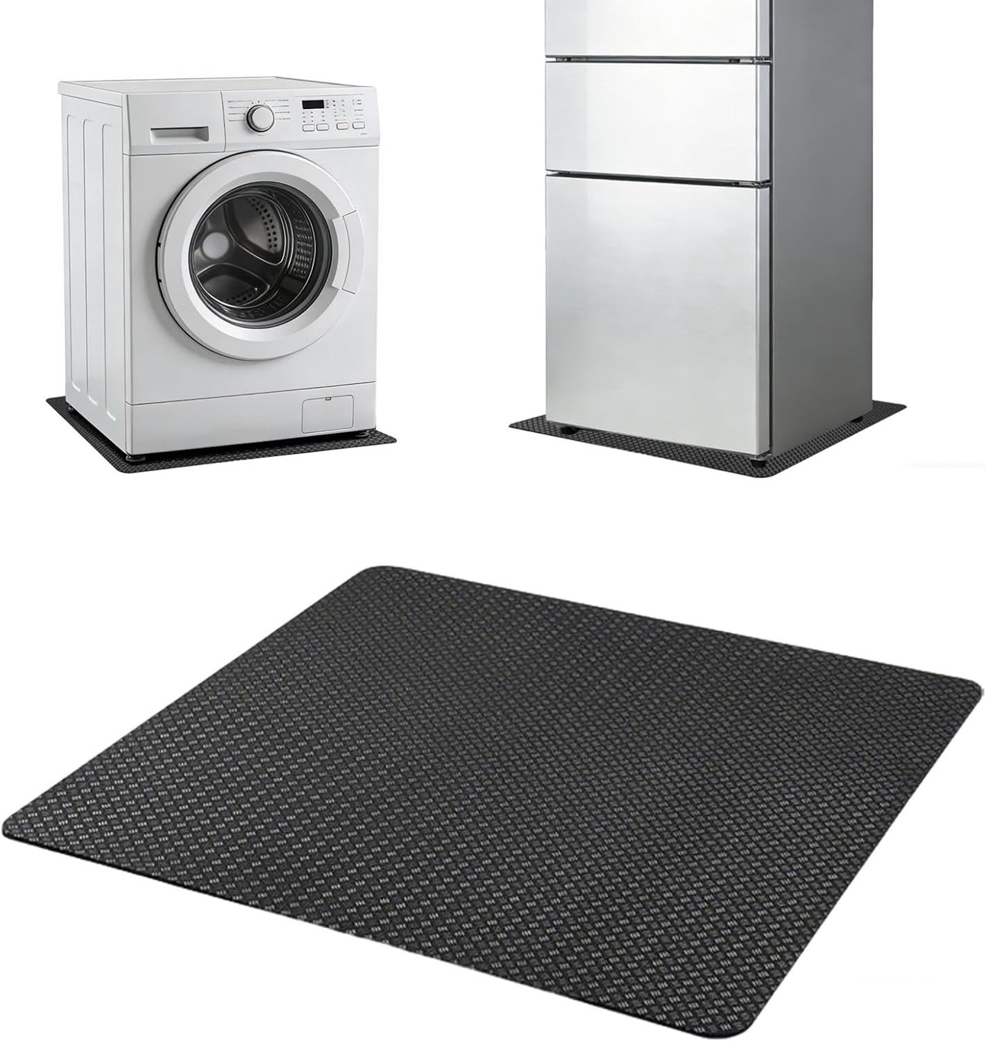 Antivibratiemat 60 x 60 cm, antislip onderlegger voor wasmachine en droger, geluidsabsorberend en geschikt voor subwoofer en 3D-printer, zwart