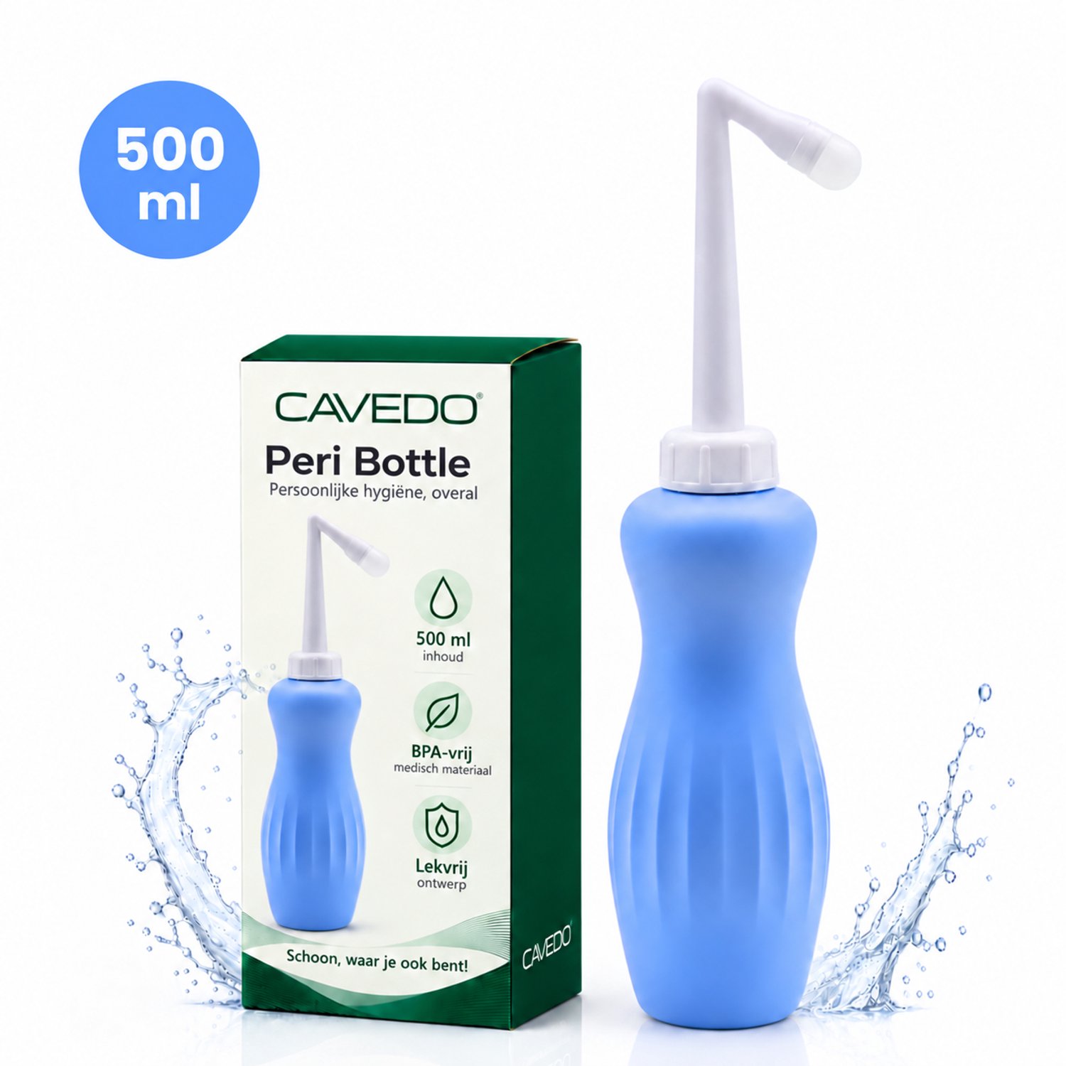 Cavedo® Peri Bottle 500ml - Portable Bidet - Postpartum - Draagbare Vaginale Douche - Perineum Douche - Spoelfles voor Zwangere Vrouw - Reisbidet