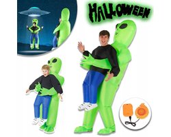 Opblaasbaar Alien Kostuum voor Kinderen - Grappig Buitenaards Wezen Verkleedpak met Ingebouwde Blazer - Halloween Kostuum Carnaval Outfit voor Jongens Meisjes - Maat 1.2-1.5m - Duurzaam PVC Polyester