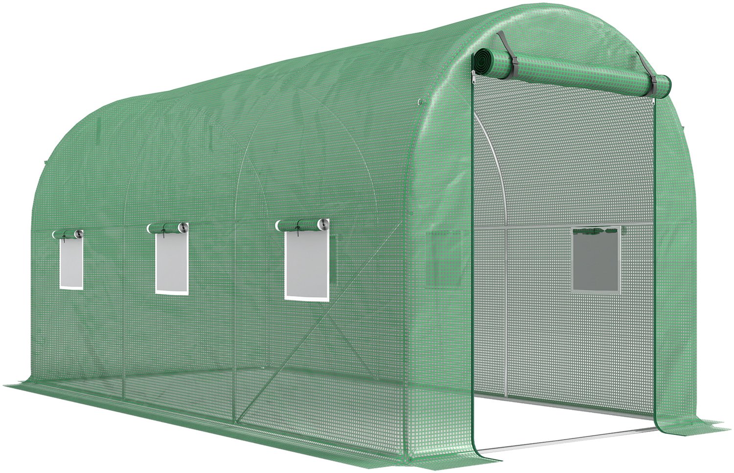 Sunona Tunnelkas - Met 6 ramen en roldeur - 395 x 195 x 190 cm - Groen