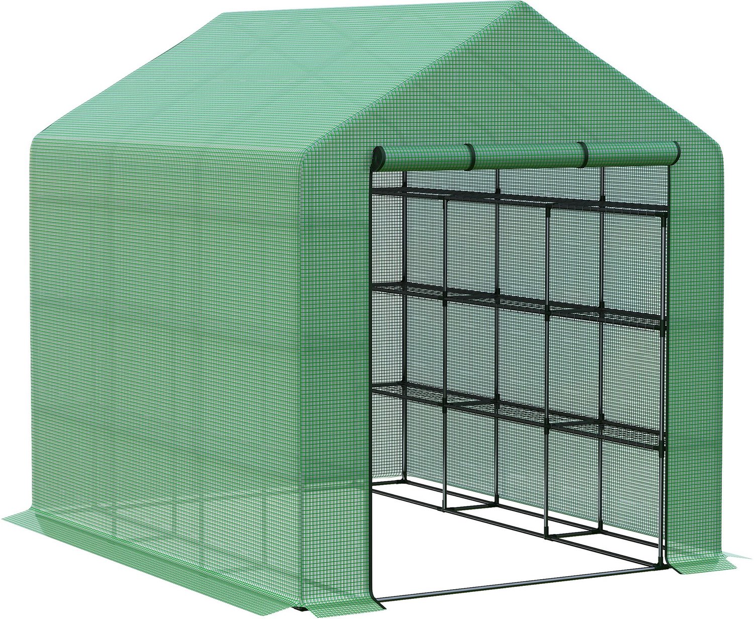 Sunona Foliekas - Met 8 schappen en roldeur - 244 x 180 x 210 cm - Donkergroen