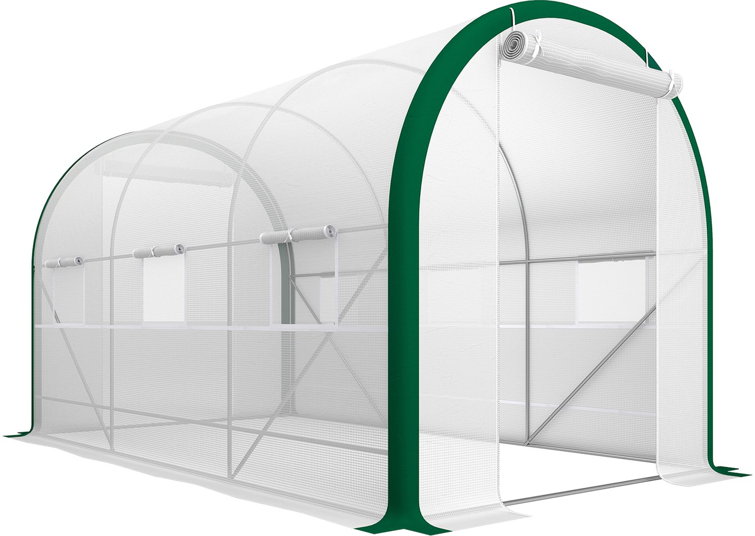 Sunona Tunnelkas - Met 6 ramen en roldeuren - 358 x 210 x 210 cm - Wit