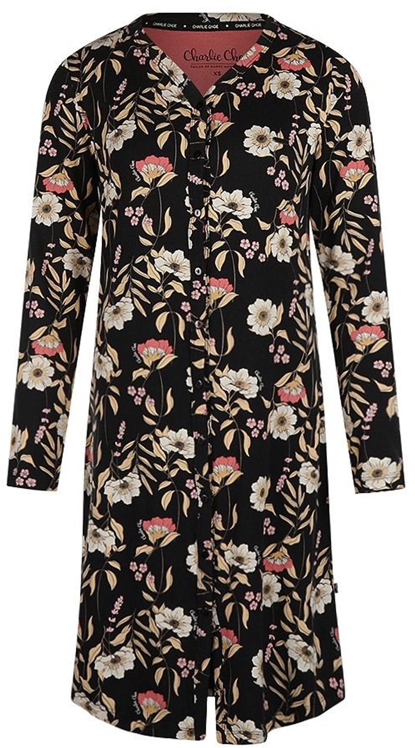 Charlie Choe Doorknoop Sleepshirt m61103-38 black Black motief