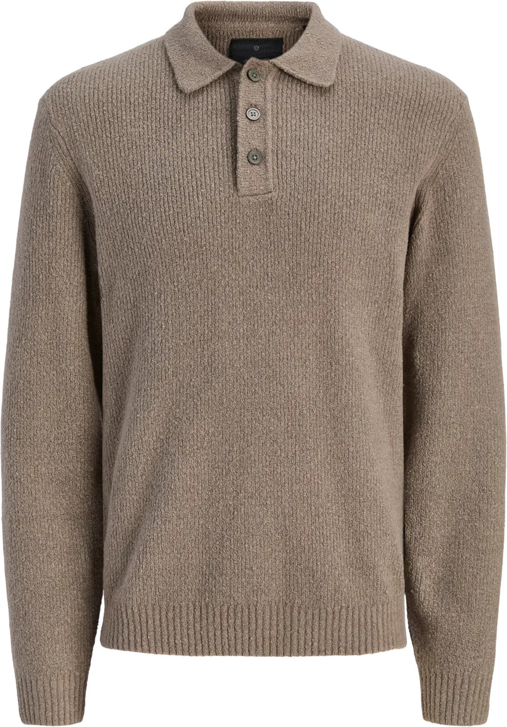 JACK & JONES Wesley knit polo long sleeve slim fit - heren polo katoenmengsel met polo kraag - groen (smokey olive)