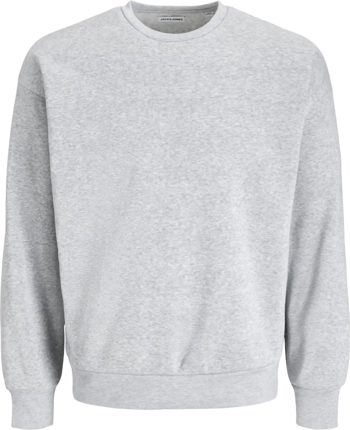 JACK & JONES Jacollie plain sweatshirt relaxed fit - heren sweatshirt polyester met O-hals - grijs (light grey melange)