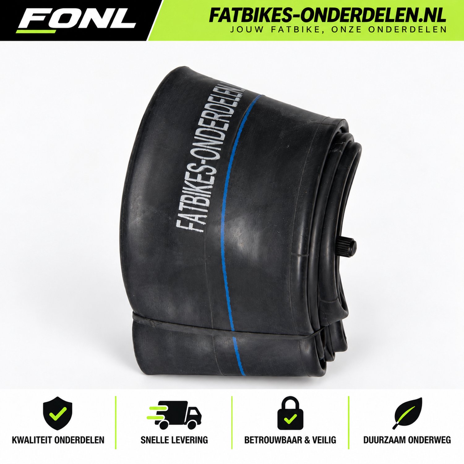 FONL Fatbike Binnenband 20 x 4.0 Inch - Auto Ventiel Schrader - Binnenband voor Fatbike en Elektrische Fiets - 1 Stuk - Zwart