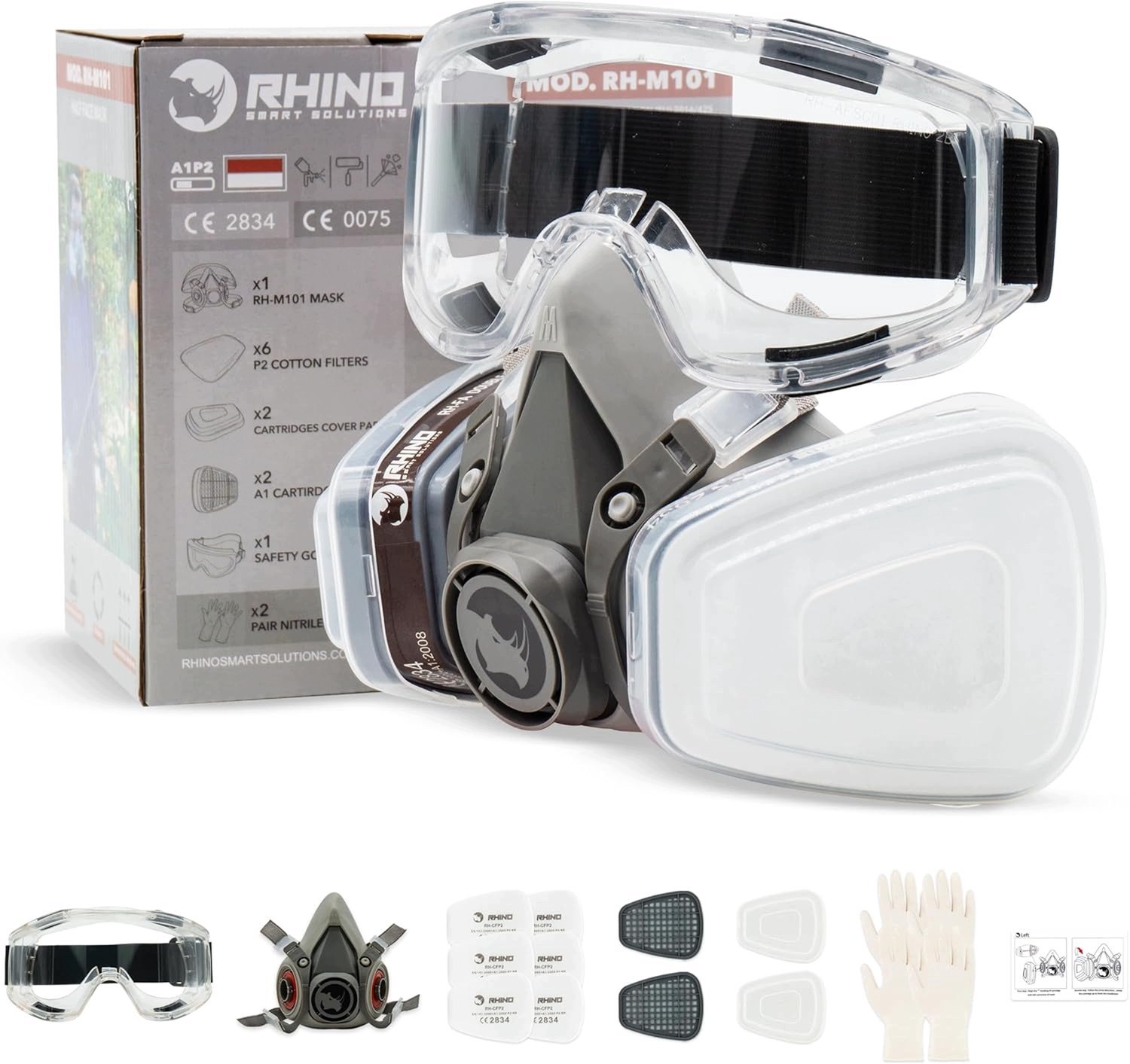 Merkloze Veiligheidsmasker Set met Goggles & Handschoenen