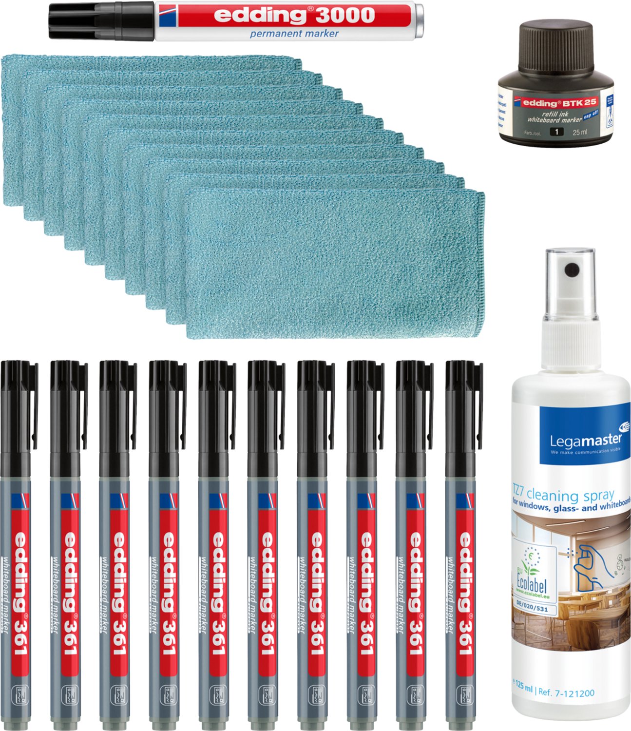 Legamaster Lapboard Navulset 23-delig - Whiteboardmarkers, Navulinkt, Reinigingsspray en Microvezeldoekjes voor Lapboards