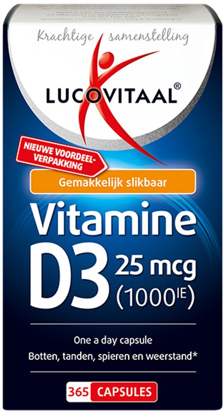 Lucovitaal Vitamine D3 25 mcg 365 capsules MAXI POT