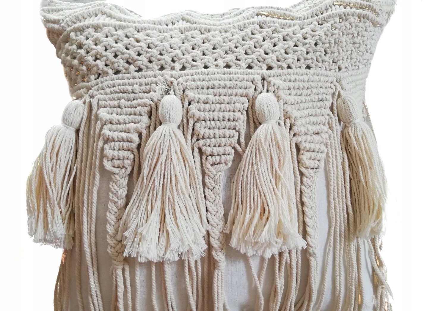 Handgemaakte Boho Sierkussenhoes met Franjes - Katoen 40x40cm