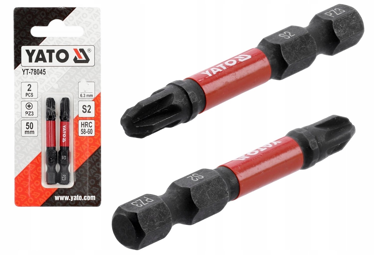 Yato Pozidriv PZ3 Slagbits 1/4" 50mm 2 Stuks