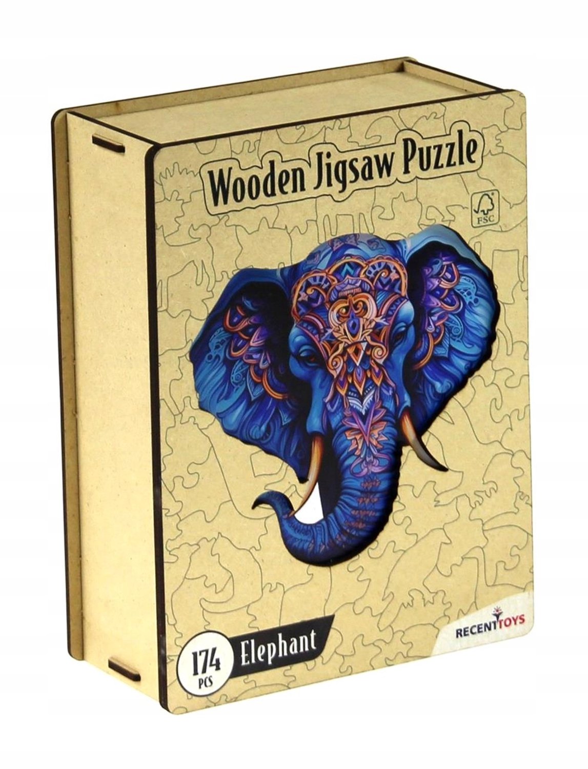 Recent Toys Houten Puzzel - Kleurrijke Olifant 174 Stukjes