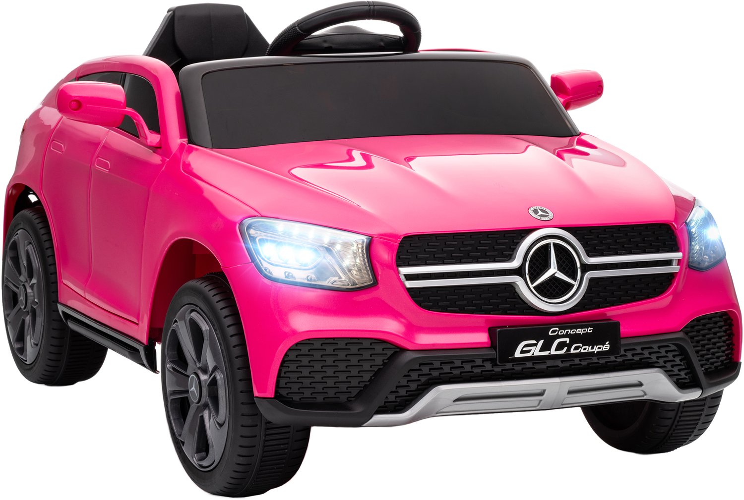 Playon Elektrische kinderauto Mercedes-Benz GLC Coupé - Met afstandsbediening en ledverlichting en muziek - 105 x 68 x 50 cm - Roze