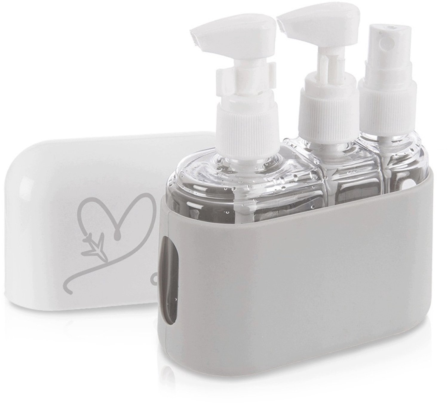 Reisflacons met etui voor cosmetica, 4-delige set