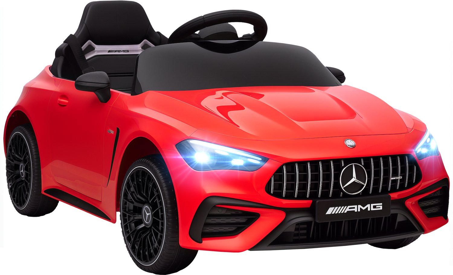 Playon Elektrische kinderauto - Met afstandsbediening en muziekspeler en ledverlichting - Met vering en veiligheidsgordel - 99 x 55 x 43 cm - Rood