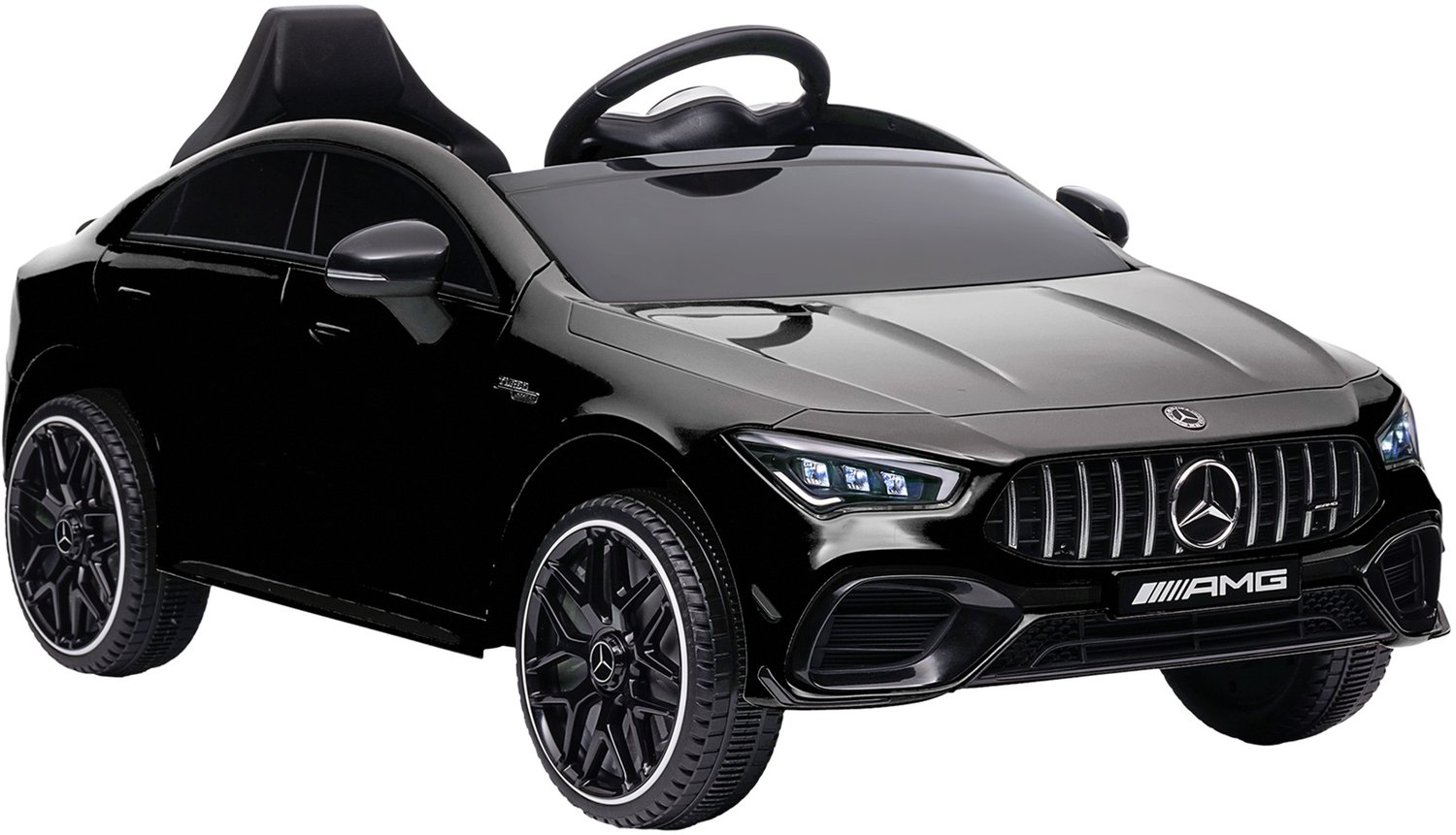 Playon Elektrische kinderauto Mercedes-Benz AMG CLA 45 - Met afstandsbediening en LED-verlichting en muziek - 110 x 61 x 45 cm - Zwart