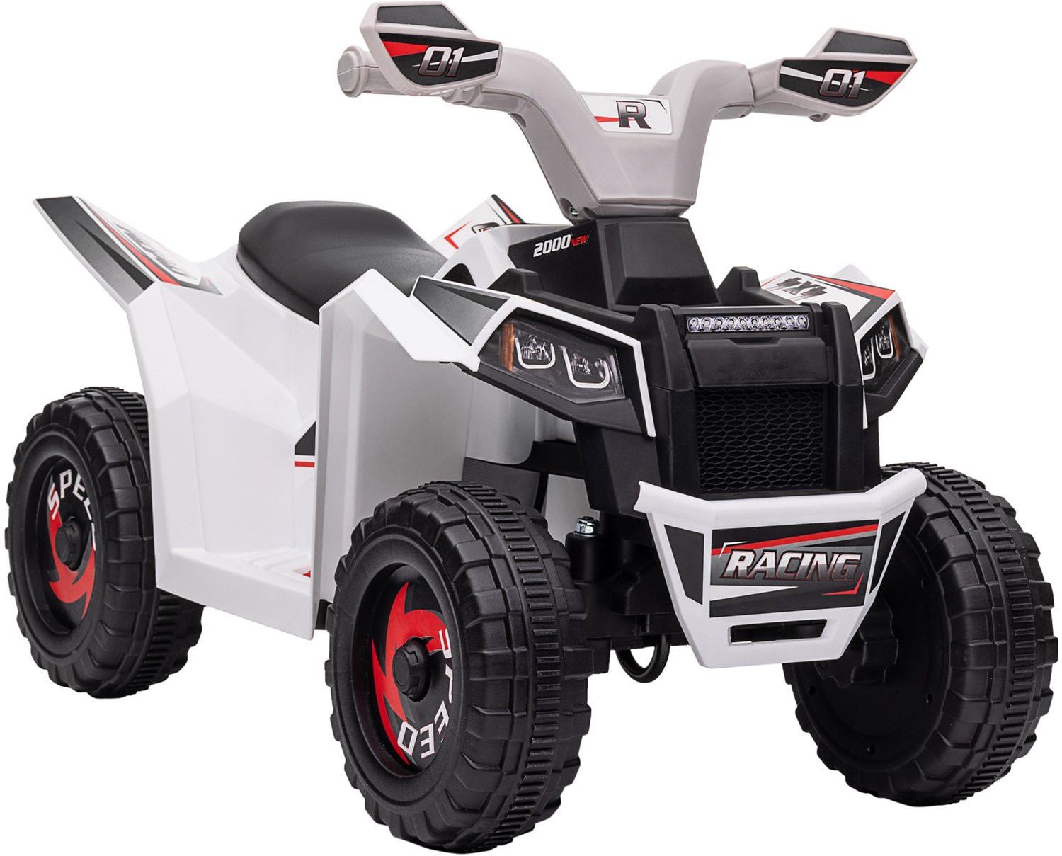 Homona Elektrische quad voor kinderen - Met voor- en achteruitversnelling - 70 x 41,5 x 48,5 cm - Wit