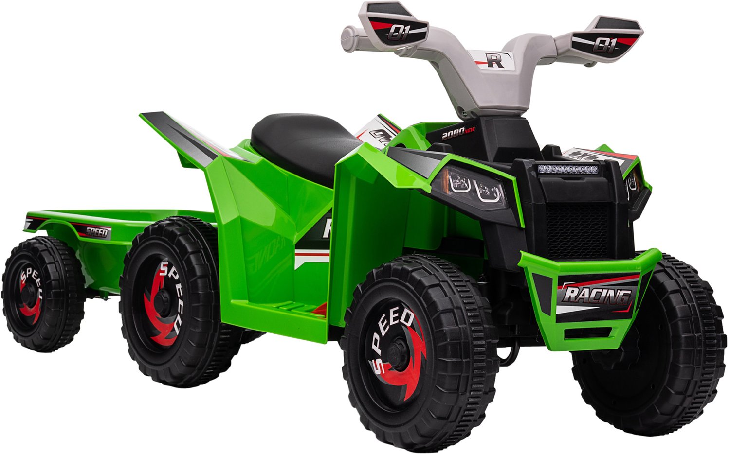 Homona Elektrische quad met aanhanger - Voor kinderen 18-36 maanden - 106 x 41,5 x 48,5 cm - Groen