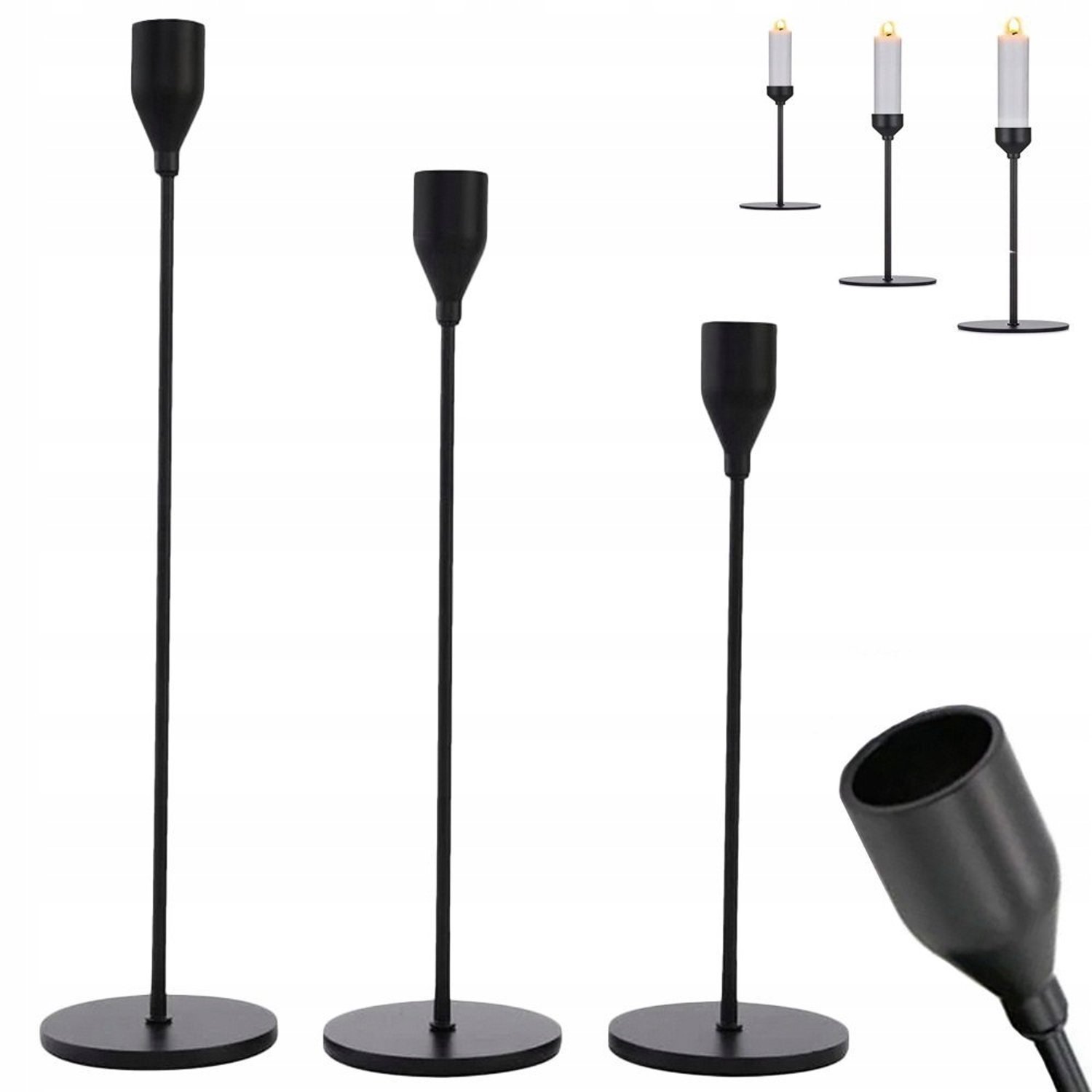 Glamour Metal Kaarsenstandaard Set 3 Stuks - Decoratieve Tafeldecoratie