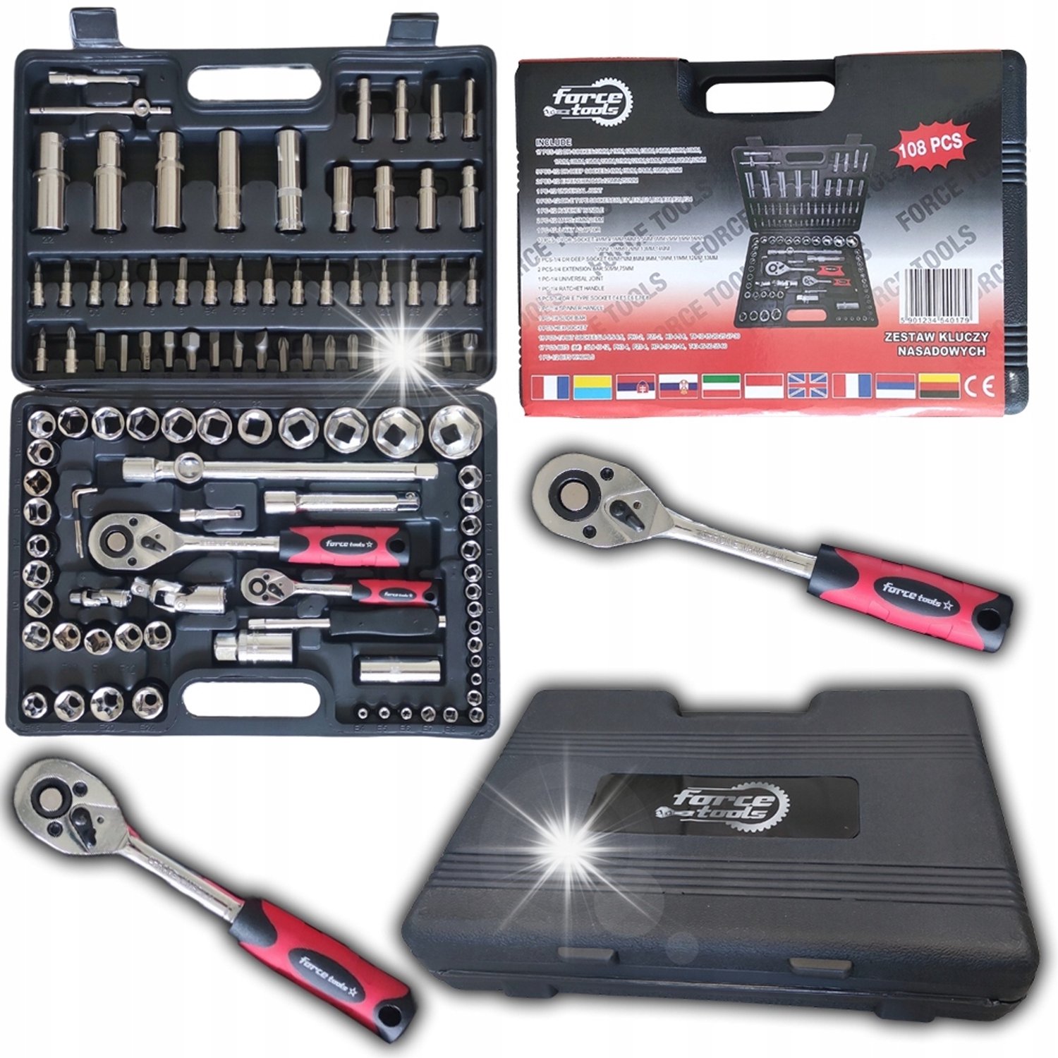 108-delige Doppenkratset met Torx en Bit Gereedschap