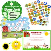 Beloningssysteem Boerderij - 5 Beloningskaarten - 105 Stickers - Plassticker en Diploma