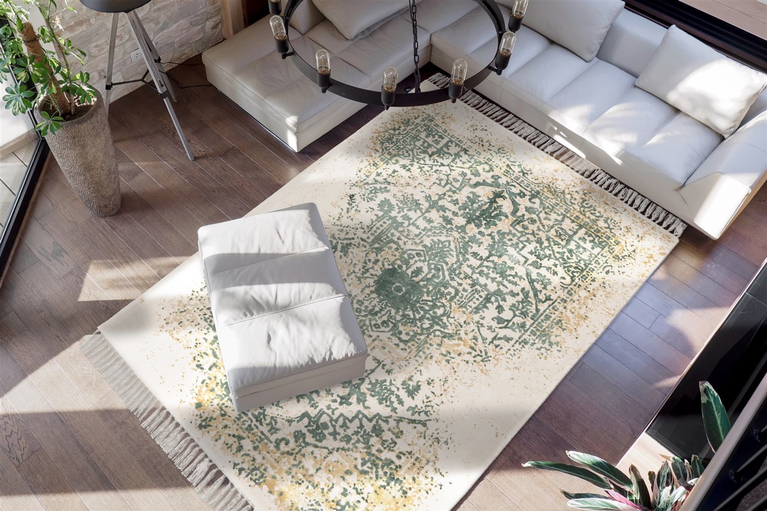 Padiro design laagpolig vloerkleed 160 x 220 cm - lichtgrijs - modern geometrisch patroon - voor vloerverwarming - van polyester en katoen