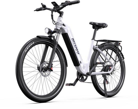 Onesprot WT05 Elektrische Stadsfiets 27,5 inch – Uitneembare 655Wh Accu – Tot 120 km Bereik – Shimano 7-Speed – Hydraulische Remmen –Koppelingssensor –App–Elektrische Fiets –Wit — afbeelding 2