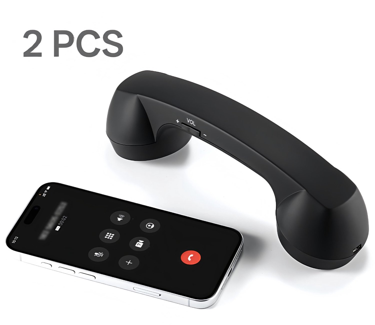 2 x Draadloze retro-telefoonhoorns – Bluetooth-hoorns – Geschikt voor mobiele telefoons en computers – Hoge kwaliteit – Zwart