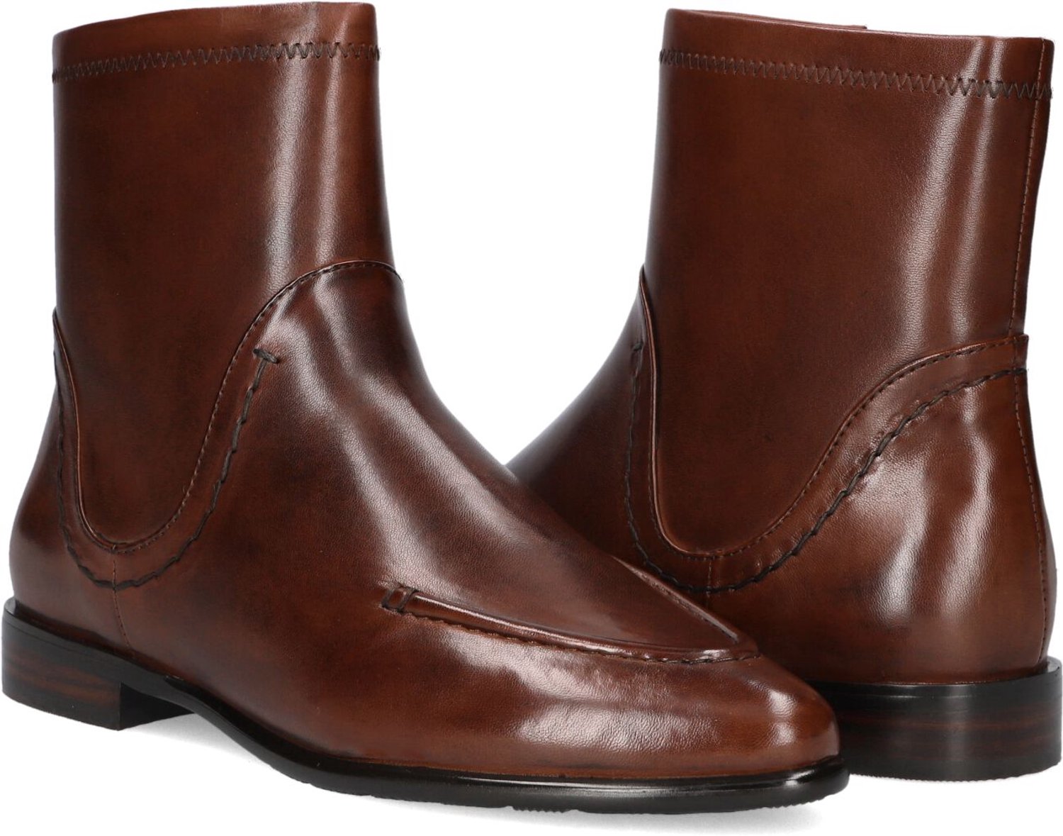 MARLOU Gg503 Enkellaarsjes - Enkelboots met rits - Dames - Cognac - Maat 41